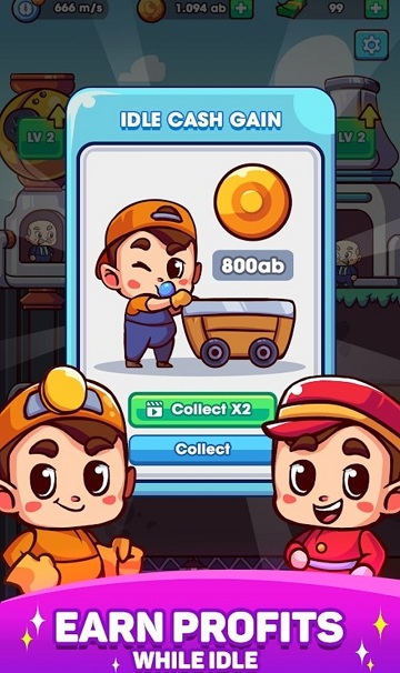 闲置黄金矿工矿山大亨最新版(idle gold miner)